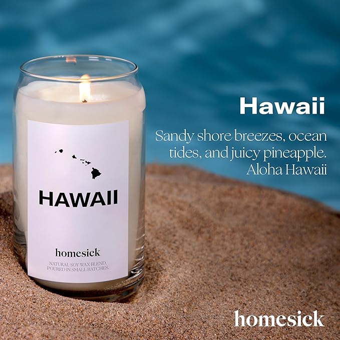 Homesick Scented Candles for Home (Hawaii) - 13.75 oz Long-Lasting Soy Wax Jar Candle for Women & Men for All Occasions, 60-80 Hours Burn Time - Notes of Pineapple & Coconut - Bloomnest