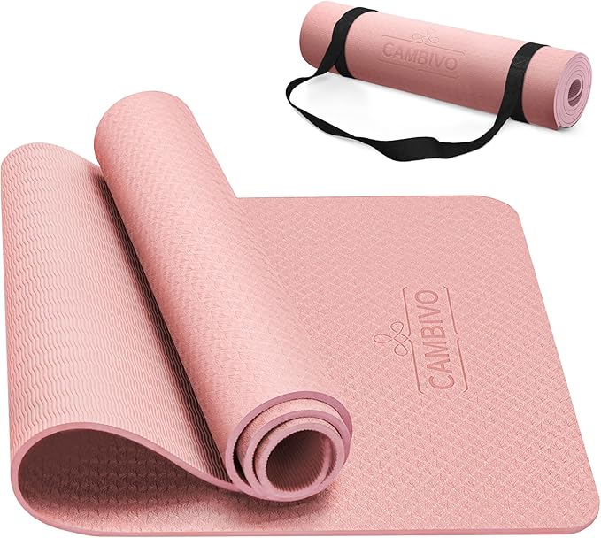 CAMBIVO Yoga Mat for Women Men Kids, 1/3 & 1/4 & 2/5 Inch Extra Thick Yoga Mat Non Slip, 72" x 24" TPE Yoga Mats, Workout Mat with Carrying Strap for Yoga, Pilates and Floor Exercises - Bloomnest