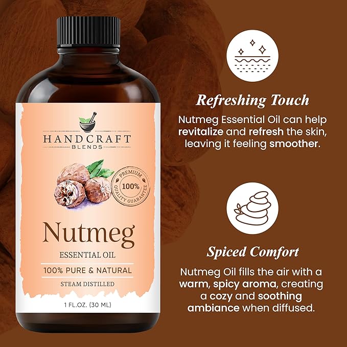 Handcraft Blends Nutmeg Essential Oil – 1 Fl Oz – 100% Pure and Natural – Premium Grade Essential Oil for Diffuser and Aromatherapy, Skin, Massage, Candle and Soap Making Fragrance - Bloomnest