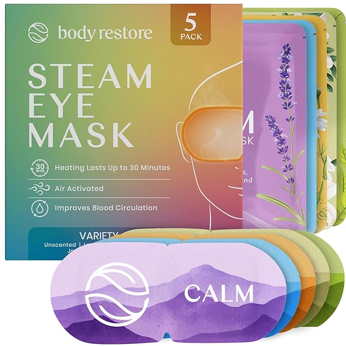 Body Restore Heated Eye Mask for Dry Eyes 5 Pack – Self Heating Warm Compress, Valentines Day Gifts for Her and Him, Birthday Gifts for Women and Men, Stye Eye Treatment, Relaxation – Variety - Bloomnest