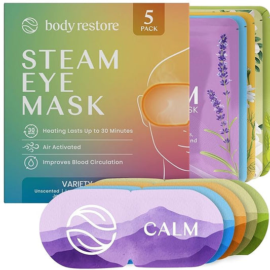 Body Restore Heated Eye Mask for Dry Eyes 5 Pack – Self Heating Warm Compress, Valentines Day Gifts for Her and Him, Birthday Gifts for Women and Men, Stye Eye Treatment, Relaxation – Variety - Bloomnest