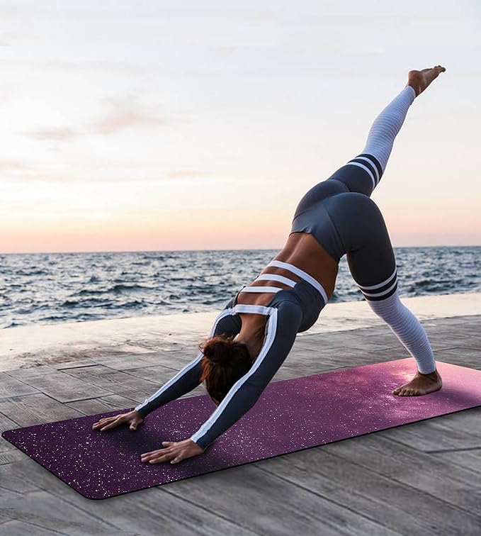 Non Slip Yoga Mat TPE Workout Mat for Men Women, Thick Workout Mat with Carrying Strap, Fitness Mats for Exercise, Yoga, Fitness, Pilates, Floor Workouts (72" x 24" x 6mm) - Bloomnest