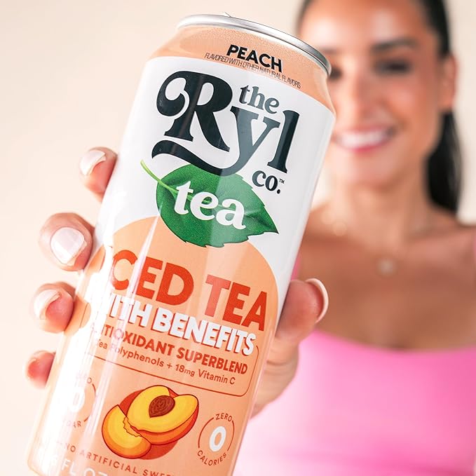 Ryl Iced Tea, Peach, Antioxidant Superblend, Zero Sugar, Low Carb, Zero Calorie Iced Tea, 16.0 Fl Oz (12-Pack) - Bloomnest