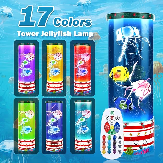 Jellyfish Lamp Night Light Christmas, Table Lamp for Room Mood Light, Relaxation and Sleep, Birthday Gifts for Women, Kids and Men, Jelly Fish Tank for Birthdays and Holiday - Bloomnest