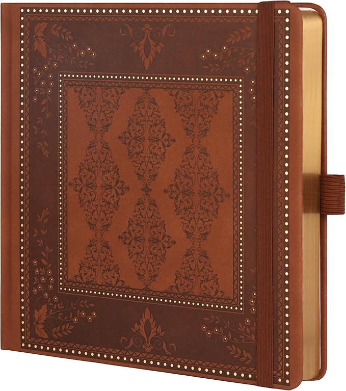 TIEFOSSI Dotted Journal Notebook, Dot Grid Notebook for Women Men, Hardcover PU Leather Journal, 160 GSM Thick Paper, 160 Numbered Pages with Gold Edges, 8 x 8 Square Diary - Bloomnest