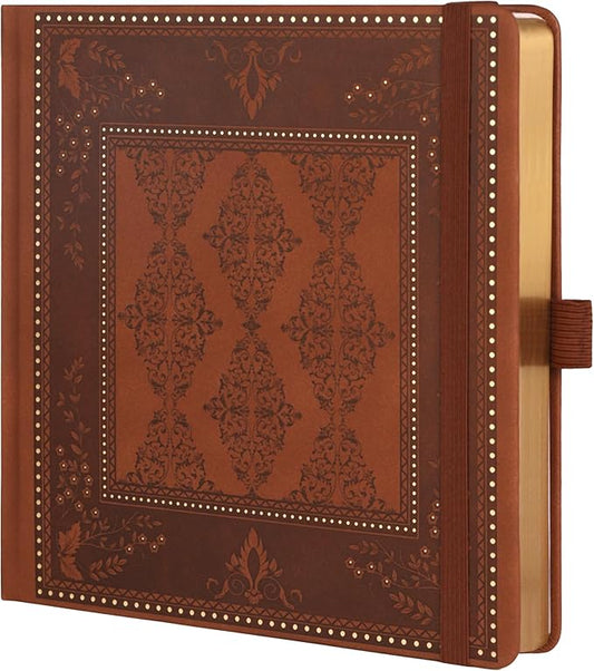 TIEFOSSI Dotted Journal Notebook, Dot Grid Notebook for Women Men, Hardcover PU Leather Journal, 160 GSM Thick Paper, 160 Numbered Pages with Gold Edges, 8 x 8 Square Diary - Bloomnest