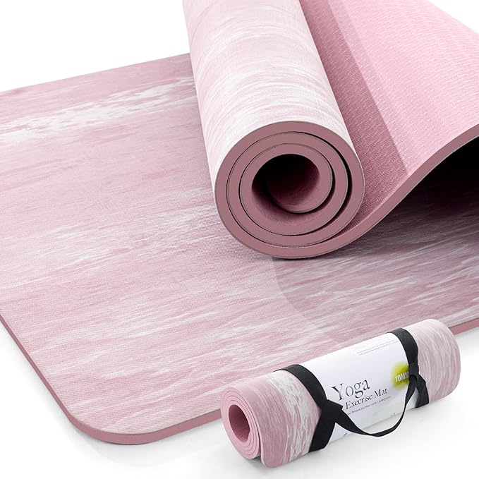 UMINEUX Extra Thick Yoga Mat, 2/5 Inch (10MM), Natural Rubber and TPE Non Slip Yoga Mats with Strap for Women Men, Eco Friendly Exercise Mat for Yoga, Pilates and Home Workout - Bloomnest