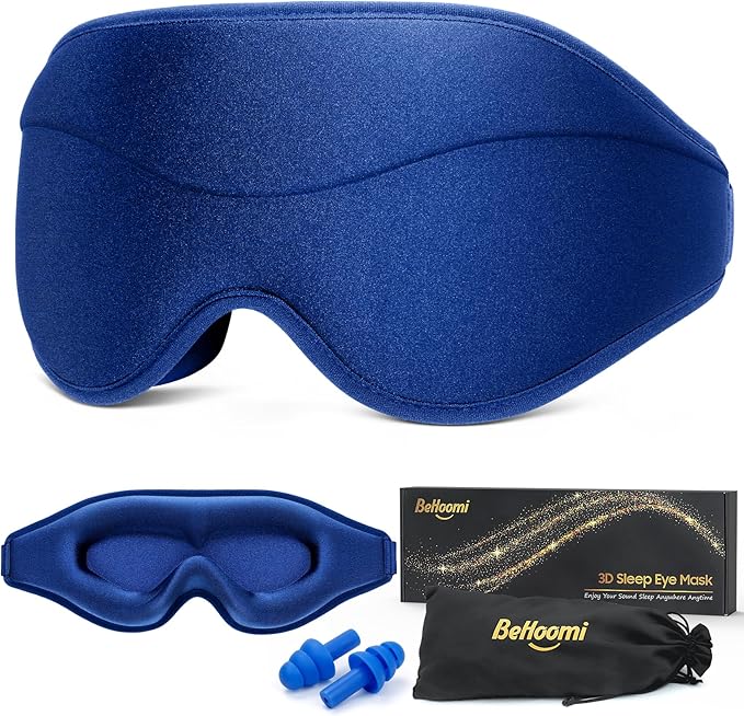 Sleep Mask, Premium Eye Mask for Sleeping, Total Blackout, Superior Soft Comfort, Upgraded 3D Ergonomic Designed Sleeping Mask for Home, Office, Travel, Meditation, Royal Blue - Bloomnest