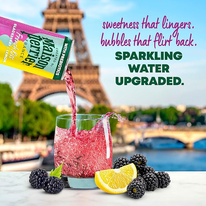 Maison Perrier French Kiss Sweetened Sparkling Juice Beverage, Blackberry & Lemon Flavors With Real Fruit Juices, 24Pk - Bloomnest