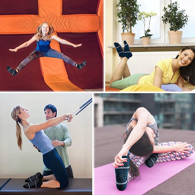 unenow Unisex Non Slip Grip Socks with Cushion for Yoga Pilates Barre Home & Hospital - Bloomnest