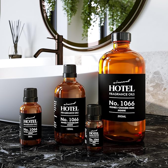 AirScent Hotel Diffuser Oil No. 1066 - Peonies, Cashmere, Jasmine - Premium Fragrance Oil for Ultrasonic and Waterless Diffusers and Crafting - 30 mL, 1 fl oz Glass Dropper Bottle Airscent