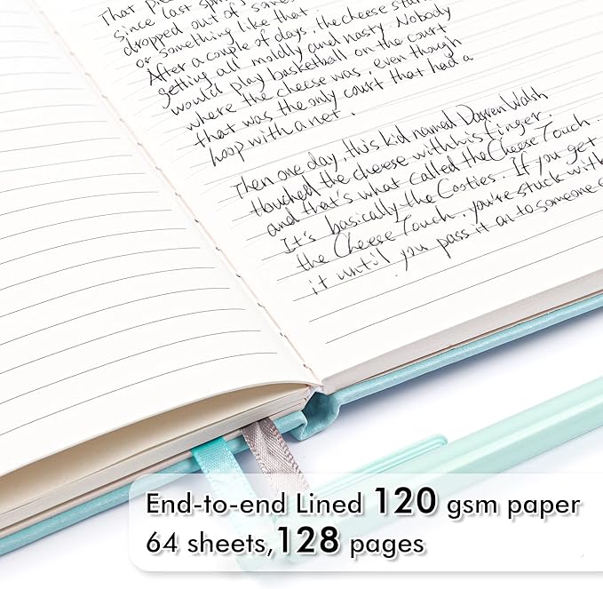 feela 12 Pack Notebooks Journals Bulk, Hardcover Notebook Classic Ruled Lined Journals with Pen Holder for Women Girls School Business Supplies, with 12 Black Pens, 120 GSM, 5.1”x8.3”, A5, Sky Blue - Bloomnest