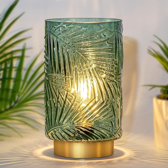 Battery Operated Table Lamp, Cordless Lamps for Home Decor, Battery Powered Nightlight with LED Bulb with Timer, Decorative Lights for Living Room Bedroom Tabletop Entryway Centerpiece Gift(L Green) - Bloomnest