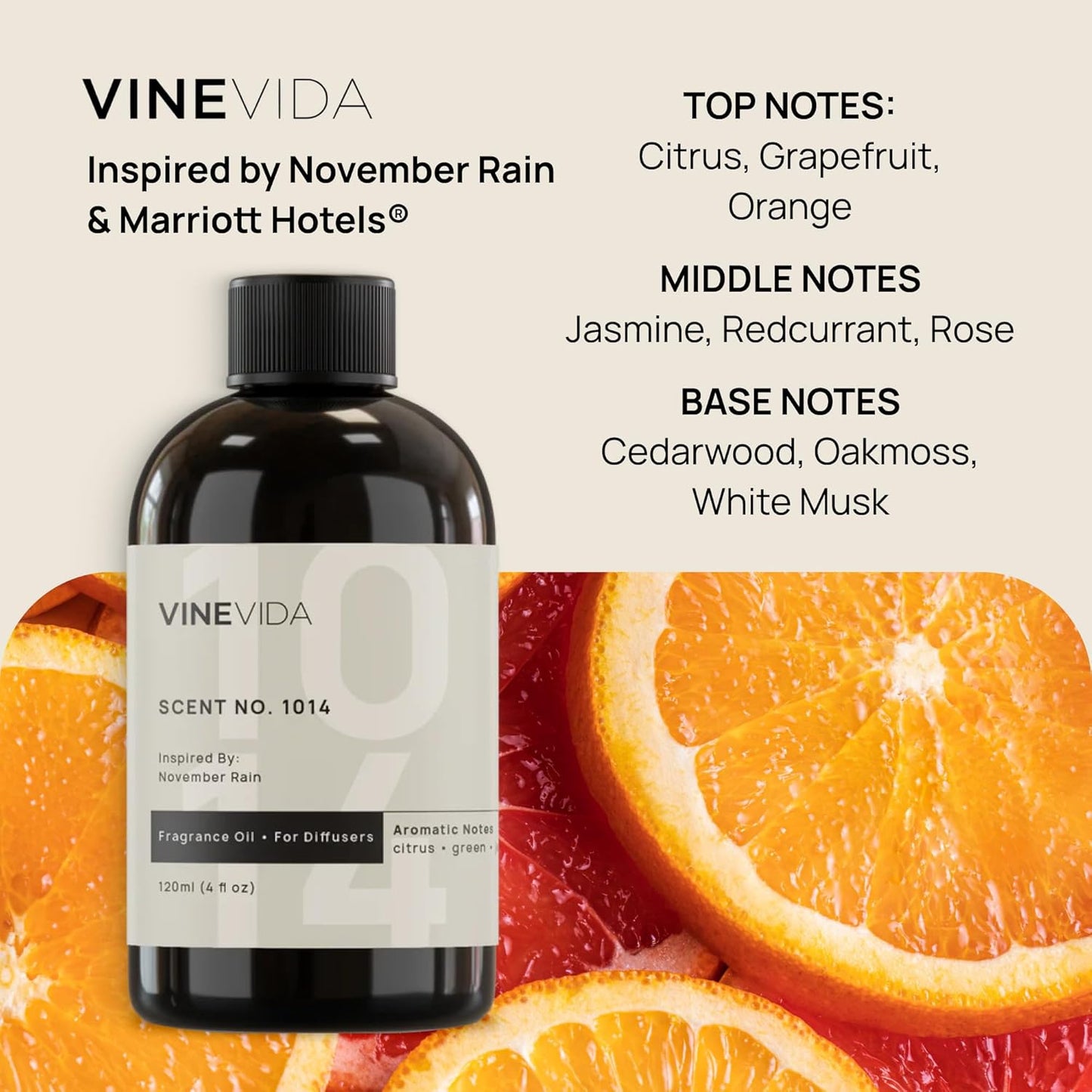 VINEVIDA 128oz Hotel Fragrance Collection - Diffuser Oil for Home - Inspired by Marriott Hotels - Scent No.1014
