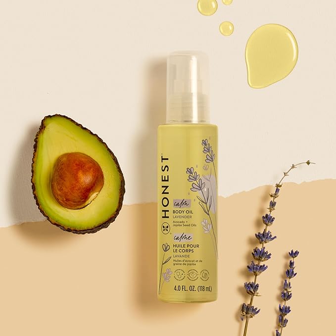 The Honest Company Lavender Infused Calming Body Oil Moisturize Nourish and Soothe Baby's Skin Plant-Based Hypoallergenic Vegan 4.0 fl oz - Bloomnest