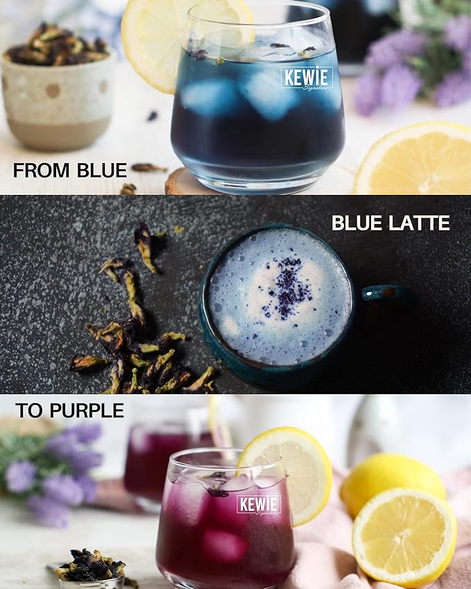 KEWIE Signature Butterfly Pea Flower Tea – 2oz Premium-Grade Blue Butterfly Pea Flower Organic Loose Leaf Tea – Caffeine-Free, USDA Organic – Natural Food Coloring – Vegan and Gluten-Free - Bloomnest