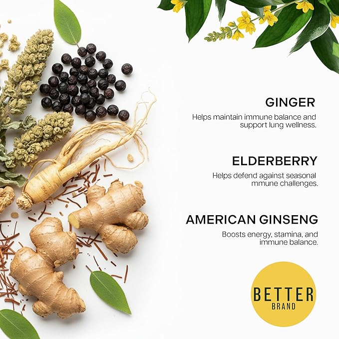 Betterbrand Mullein Tea Bags for Lung Detox - Respiratory Support with Thyme, Elderberry, Ginseng, Ginger, Caffeine Free Herbal Blend - 15 Tea Bags (Pack of 1) - Bloomnest