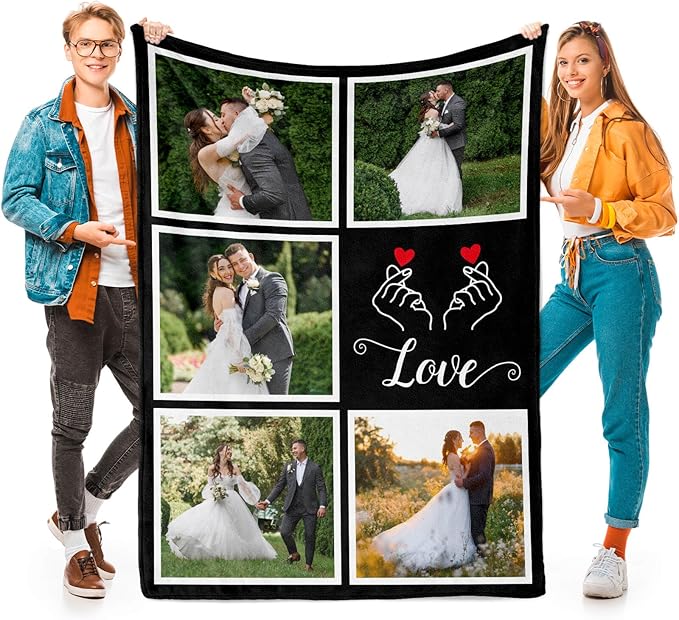 Personalized Couple Gifts for Boyfriends Girlfriends, Custom Blankets with Photos, Personalized Blanket with Photos & Text, Personalized Photo Blankets, Personalized Gifts for Valentines, Anniversary - Bloomnest