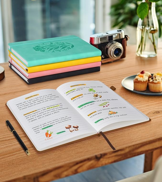 Lined Journal Notebook for Men Women, A5 Brown Leather Journals for Writing, 200 Pages College Ruled Journal Notebook, Travel Daily Journal Notebook for Work School, Note Taking 5.75'' X 8.38'' - Bloomnest