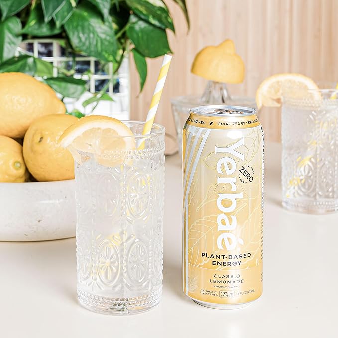 Yerbae Energy Beverage - Classic Lemonade, 0 Sugar, 0 Calories, 0 Carbs, Energized by Yerba Mate, Plant-Based, Healthy Alternative to Sugary Drinks, 16oz cans (12 Pack) - Bloomnest
