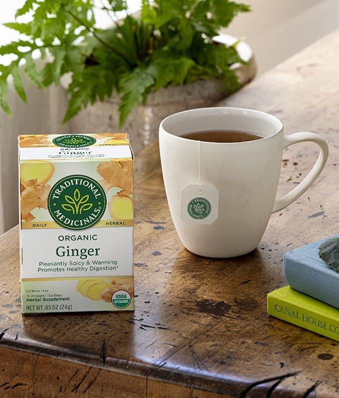 Traditional Medicinals Organic Ginger Herbal Tea, Promotes Healthy Digestion, (Pack of 2) - 16 Tea Bags - Bloomnest