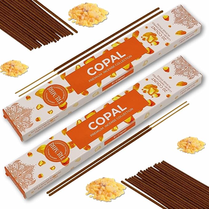 Copal Incense Sticks - Total 120 Insence-Sticks - 6 Packs of 20 Insense - Inciensos - Inscents - Natural Non Toxic Ingredients - Incents - Incence - Inscense - Insents TRUMIRI