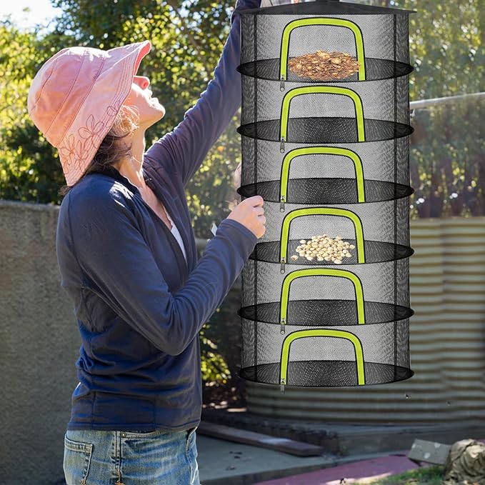 6 Layer Herb Drying Rack, Herb Drying Rack Hanging Mesh, Foldable Plant Drying Net With U-Shaped Zipper, Garden Shears, Hooks, For Drying Herbs Plants, Flowers, Fruits, Food, Clothes(6 Layers-23.62'') - Bloomnest