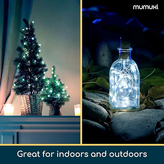MUMUXI 20 Pack 3.3ft Fairy Lights Battery Operated String Lights, Mini White LED Powered, Waterproof, Silver Wire Firefly Mason Jar for Home, Party, Wedding Decorations, Cool White - Bloomnest