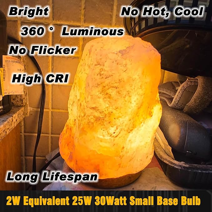 2W C7 E12 LED Salt Lamp Replacement Bulb 300lm Warm White 2700K 120V E12 Candelabra Base for 25W-40W Himalayan Salt Lamp Night Light Chandelier Christmas Lighting Dryer Refrigerators Bulb, 2 Pack - Bloomnest