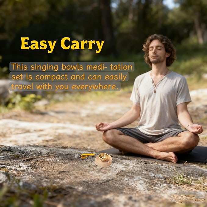 Mini Singing Bowl Set, Beautiful Sound for Meditation, Yoga, Energy Healing, Relaxation, Chakra Balancing& Stress Relief, Self- Regulation, hand beaten, Exquisite Sound Bowl (Heavy) - Bloomnest