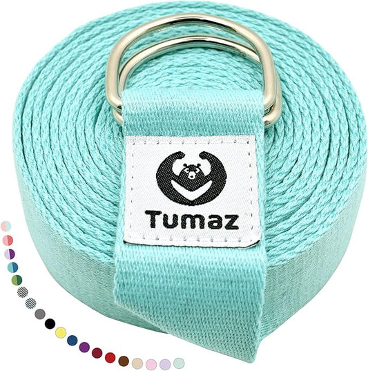 Tumaz Yoga Strap/Stretch Bands [15+ Colors, 6/8/10 Feet Options] with Extra Safe Adjustable D-Ring Buckle, Durable and Comfy Delicate Texture - Best for Daily Stretching, Physical Therapy, Fitness - Bloomnest