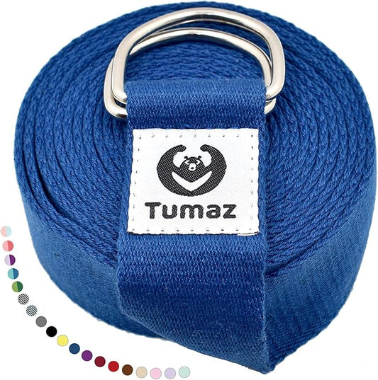 Tumaz Yoga Strap/Stretch Bands [15+ Colors, 6/8/10 Feet Options] with Extra Safe Adjustable D-Ring Buckle, Durable and Comfy Delicate Texture - Best for Daily Stretching, Physical Therapy, Fitness - Bloomnest