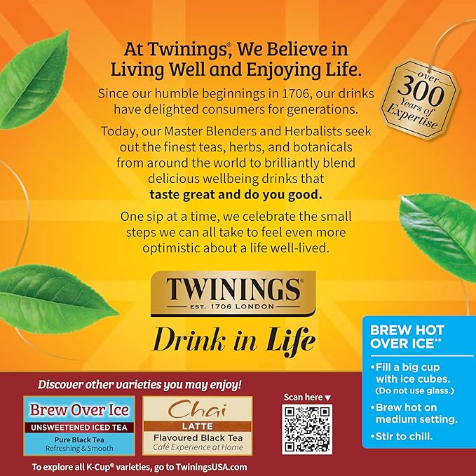 Twinings Chai Black Tea 72 K-Cup Pods for Keurig, 12 Count (Pack of 6), Naturally Sweet, Savoury Spice Flavour, Caffeinated, Enjoy Hot or Iced - Bloomnest