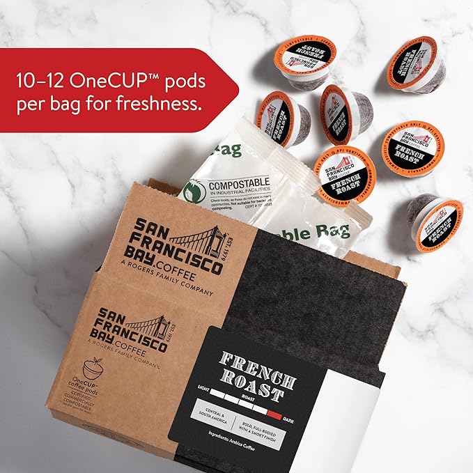 San Francisco Bay Compostable Coffee Pods - French Roast (36 Ct) K Cup Compatible including Keurig 2.0, Dark Roast - Bloomnest