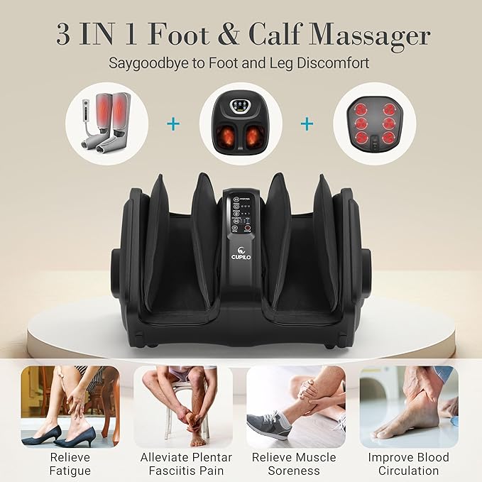 Shiatsu Foot Massager with Heat, FSA Eligible Electric Foot Calf Massager with Remote, Multi-Level Compression Deep Kneading Feet Massage Machine for Neuropathy Plantar Fasciitis Circulation - Bloomnest