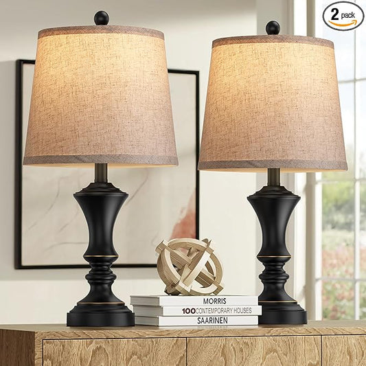 Retro Table Lamps Set of 2, Nightstand Lamp for Bedroom Vintage Rustic Table Lamps for Living Room Traditional Nightstand Bedside Lamps 22" (Black) Bulb NOT Included - Bloomnest