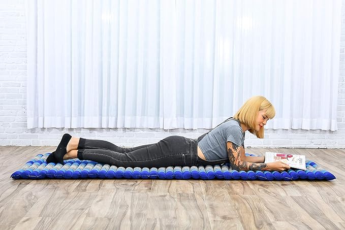 Leewadee - Foldable Floor Mattress - Japanese Roll Up Futon -Trifold Tatami Mat- Guest Floor Bed - Camping Mattress - Thai Massage Mat, Kapok Filled, 75 x 28 inches, Blue - Bloomnest
