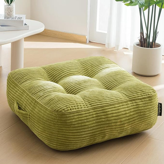 8" Washable Floor Pillow Cushion for Adults, Meditation Cushion Pillow, Large Square Floor Sitting, Removable Tufted Corduroy Cover, for Tatami Living Room or Yoga, 22x22 Inch, Machine Washable - Bloomnest