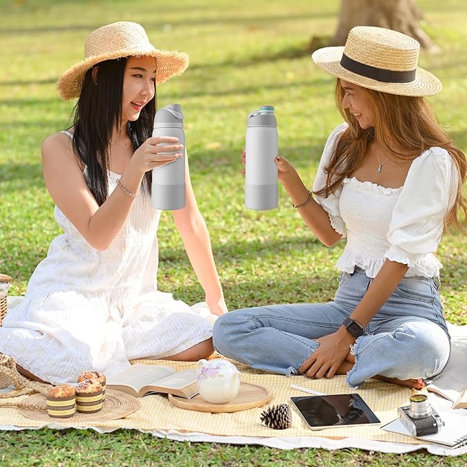2PCS Silicone Water Bottle Boot for Owala 24oz 32oz 40oz, Anti-Slip Protective Sleeve Bottom Bumper Protector for FreeSip, Twist, and Flip Stainless Steel Water Bottles Alwenid