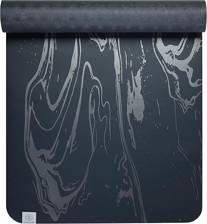Gaiam Dry-Grip Yoga Mat - 5mm Thick Non-Slip Exercise & Fitness Mat for Standard or Hot Yoga, Pilates and Floor Workouts - Cushioned Support, Non-Slip Coat - 68 x 24 Inches - Bloomnest