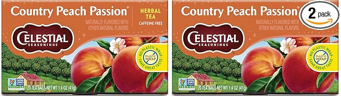 Celestial Seasonings Country Peach Passion Herbal Tea, 20 Tea Bags Box (Pack of 2) - Bloomnest
