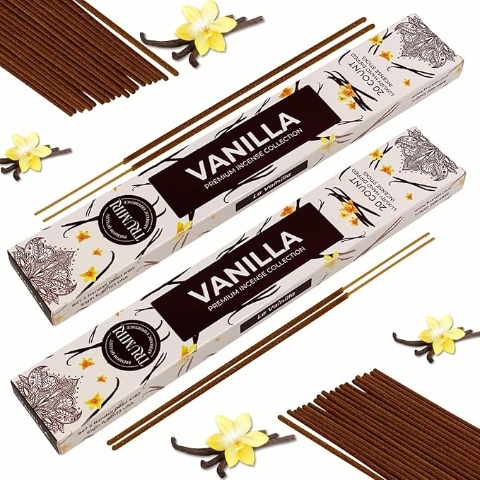 Vanilla Incense Sticks - Total 120 Insence-Sticks - 6 Packs of 20 Insense - Inciensos - Inscents - Natural Non Toxic Ingredients - Incents - Incence - Inscense - Insents TRUMIRI
