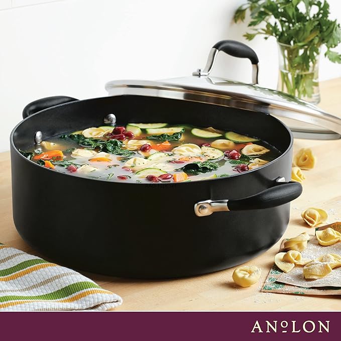 Anolon Advanced Home Hard-Anodized Nonstick Wide Stock Pot/Stockpot (7.5-Quart, Onyx) - Bloomnest