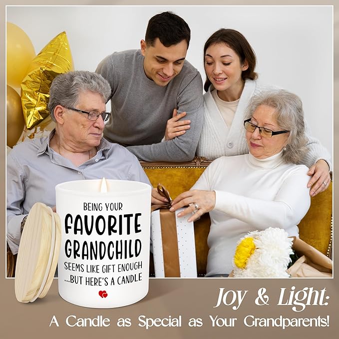 TEEZWONDER Christmas Grandparents Gifts from Granddaughter Grandson Grandkids – Scented Candle Vanilla Lavender 10oz – Birthday Gifts for Grandma Grandpa Papa Grammy Mimi Nini Nana - Bloomnest