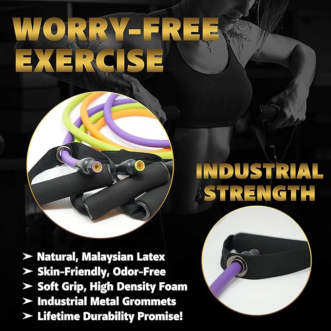 Resistance Bands Set for Men, Women, Exercise & Workout. Fitness Bands for Leg & Bicep Work. Workout Bands for Working Out. Stretch Bands for Physical Therapy. Strength Bands. Elastic Weight Training. - Bloomnest
