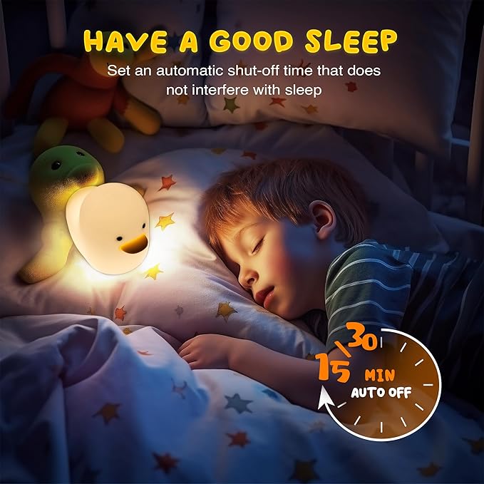 UNEEDE Voice Control LED Benson Night Light, Cute Duck Animal Silicone Nursery Night Light Rechargeable Table Lamp Bedside Lamp with Touch Sensor for Baby Girls Women Bedrooms, Living Room - Bloomnest