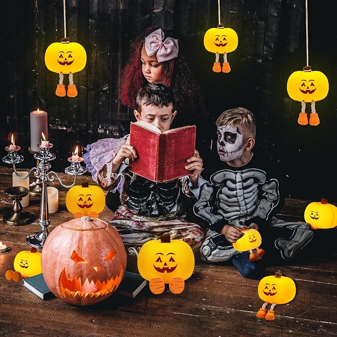 Pumpkin Night Light for Kids Cute Jack O Lantern Halloween Decor Nightlight for Baby Nursery Toddler Squishy Pumpkin Lights Cordless Rechargeable Dimmable Silicone Bedside Lamp Halloween Gifts - Bloomnest