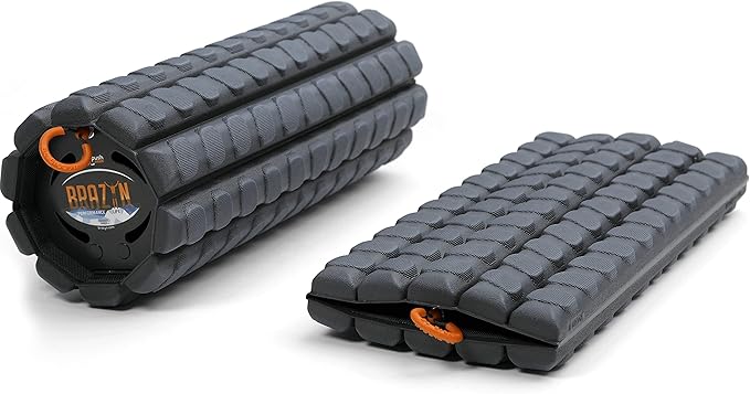 Brazyn Morph Foam Roller (Alpha-Midnight) Collapsible Travel Foam Roller for Back Pain Relief, Workout Muscle Recovery, Back Massager, Deep Tissue Leg Massage, Back Cracker, Stretcher; Small, Portable