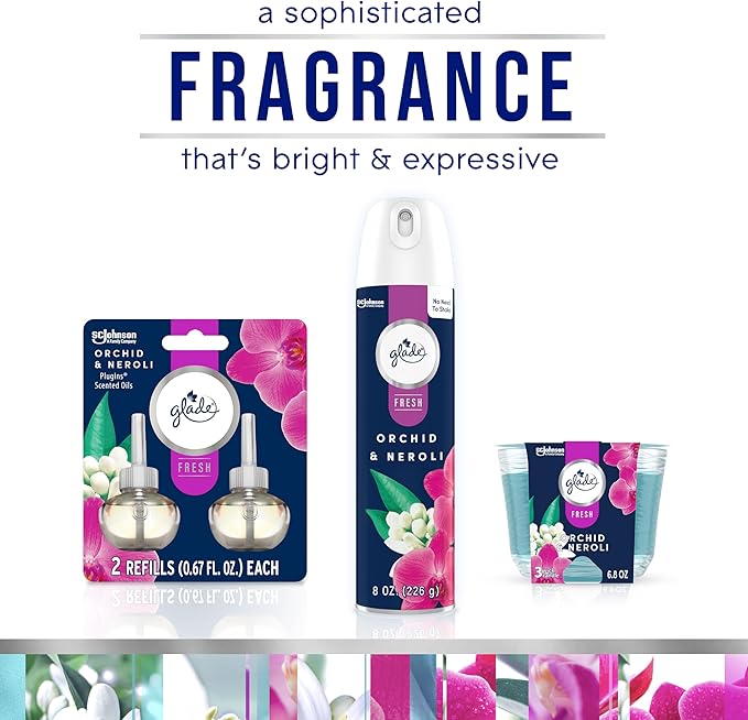 Glade Candle Orchid & Neroli, Fresh Collection, Fragrance Candle Infused with Essential Oils, Air Freshener Candle, 3-Wick Candle, 6.8 Oz, 3 Count - Bloomnest