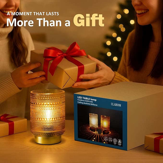 2 Pack Battery Operated Decorative Aesthetic Lamp with Timer for Dorm/Office/Patio/Bedside/,Small Cordless Table Lamps with LED Warm Bulb for Shelf/Coffee Table/Entryway/Mantle/Dresser Decor(Golden) - Bloomnest